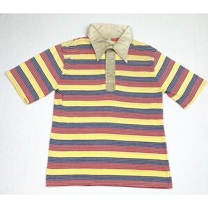 Vintage Javelin Stripe Rainbow Polo Shirt Yellow Red Blue Surf Skate